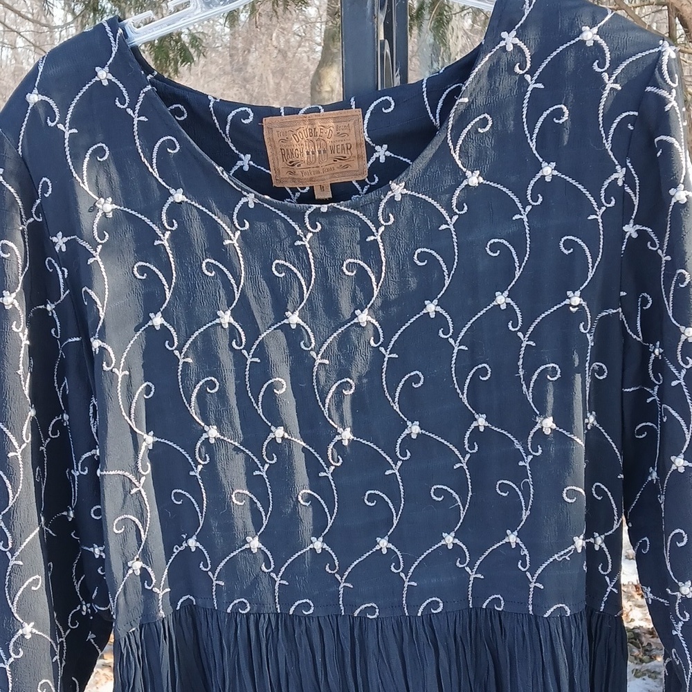 Double D Ranchwear Dress Black/silver MaxiWestern Embroidered Size L BEAUTIFUL!!